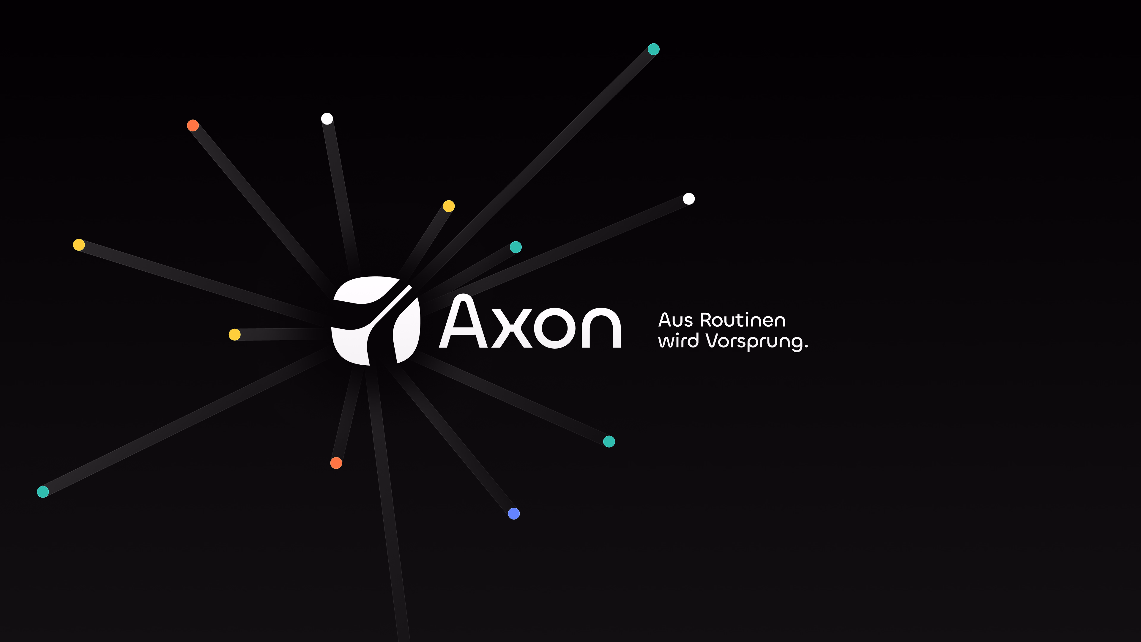 Key-Art von Axon Automation mit Bildmarke, Wortmarke und dem Claim „Aus Routinen wird Vorsprung.“