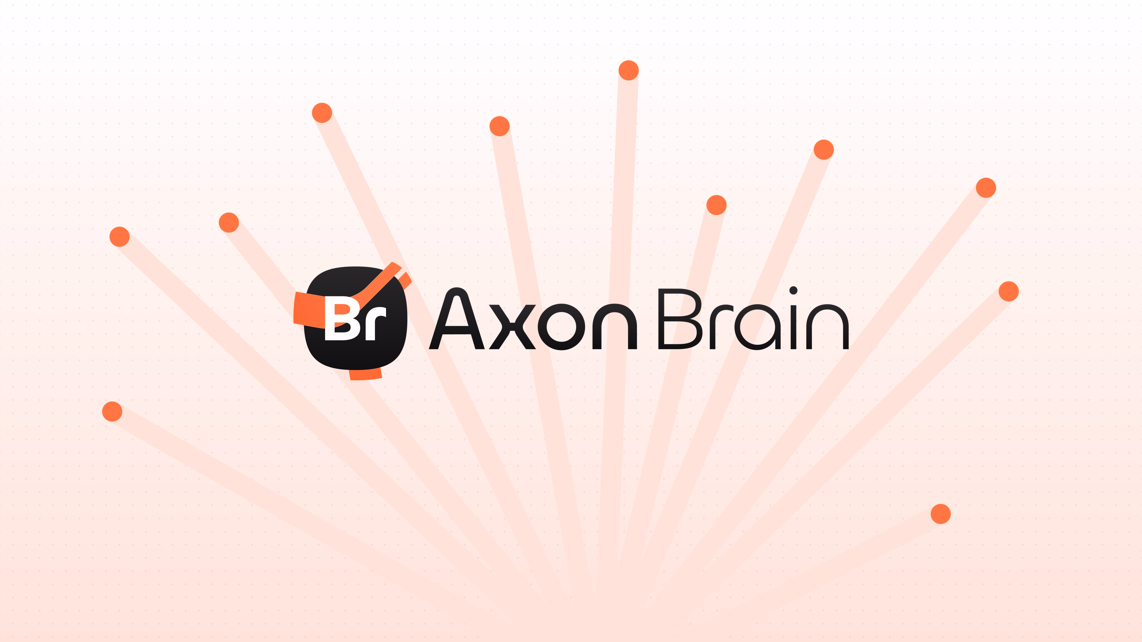 Das Lockup Axon Brain auf hellem Coral, dahinter auslaufende Strahlen