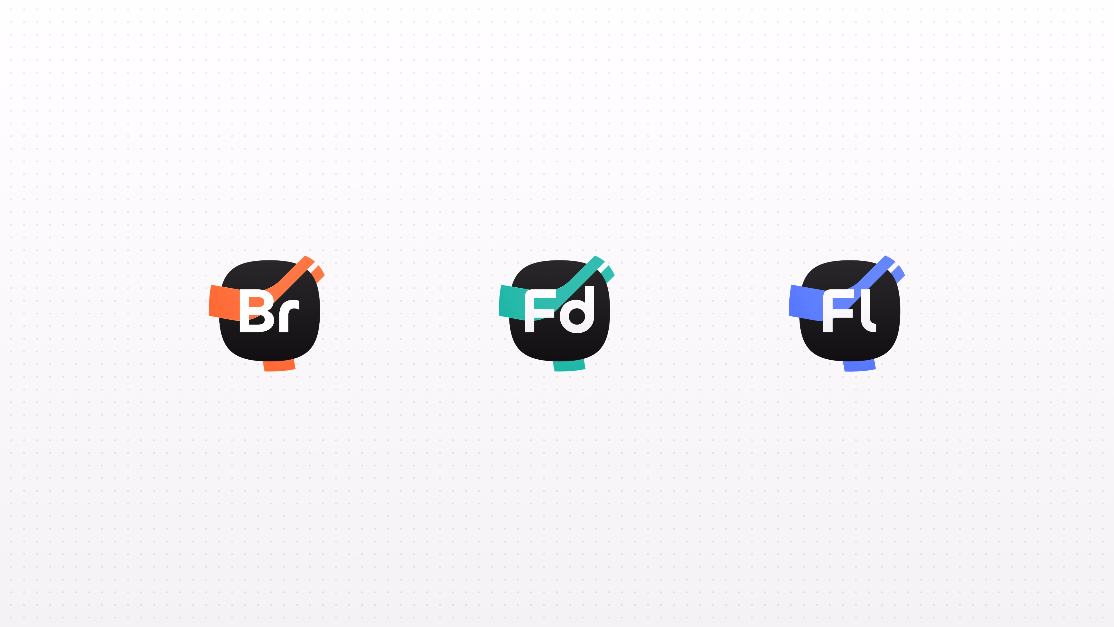 Die drei App-Icons von Axon Brain, Field und Flow nebeneinander auf hellem Grund