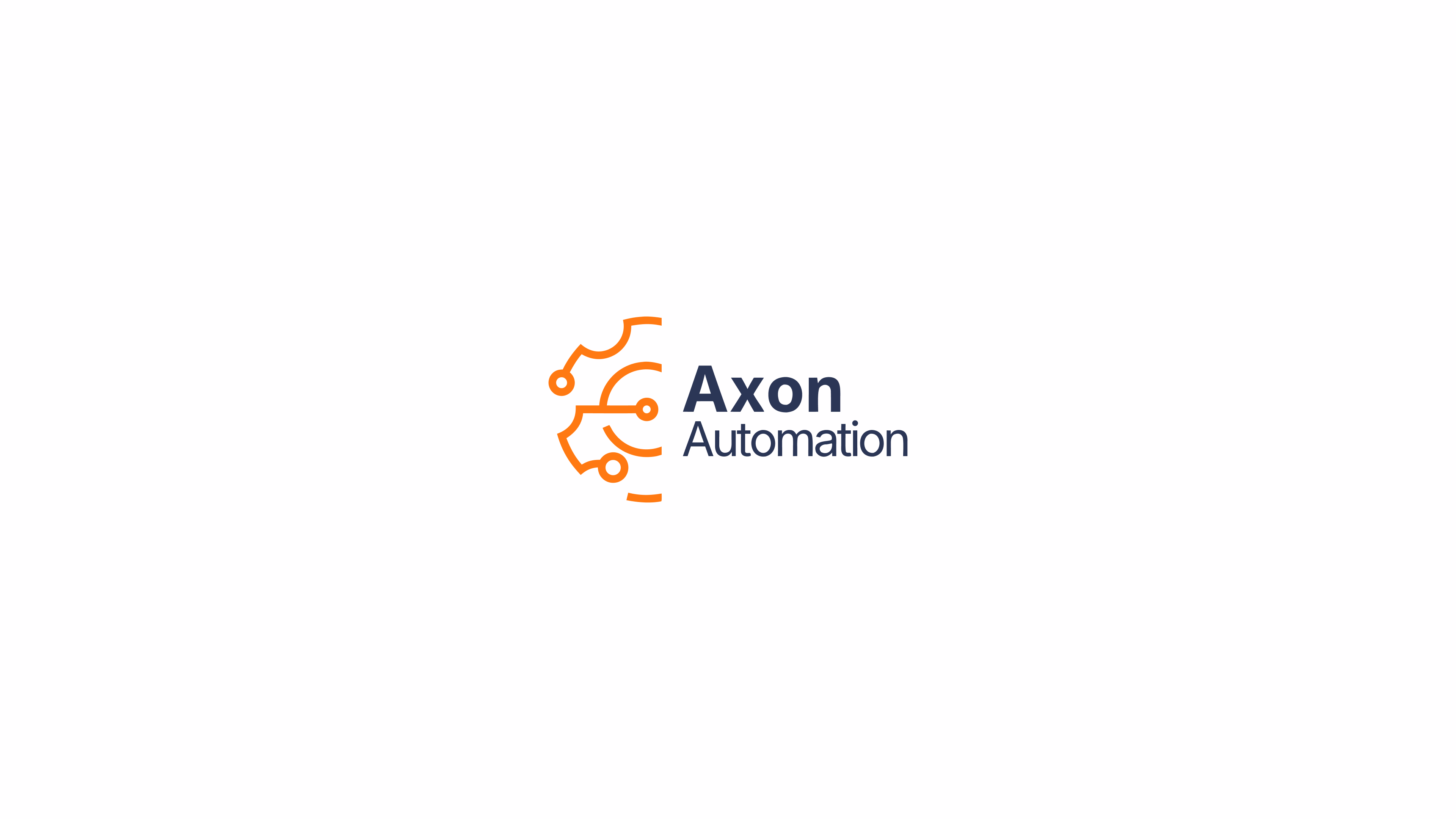 Das alte Logo von Axon Automation: ein orangefarbenes Zahnrad aus Leiterbahnen neben dem Schriftzug in Dunkelblau